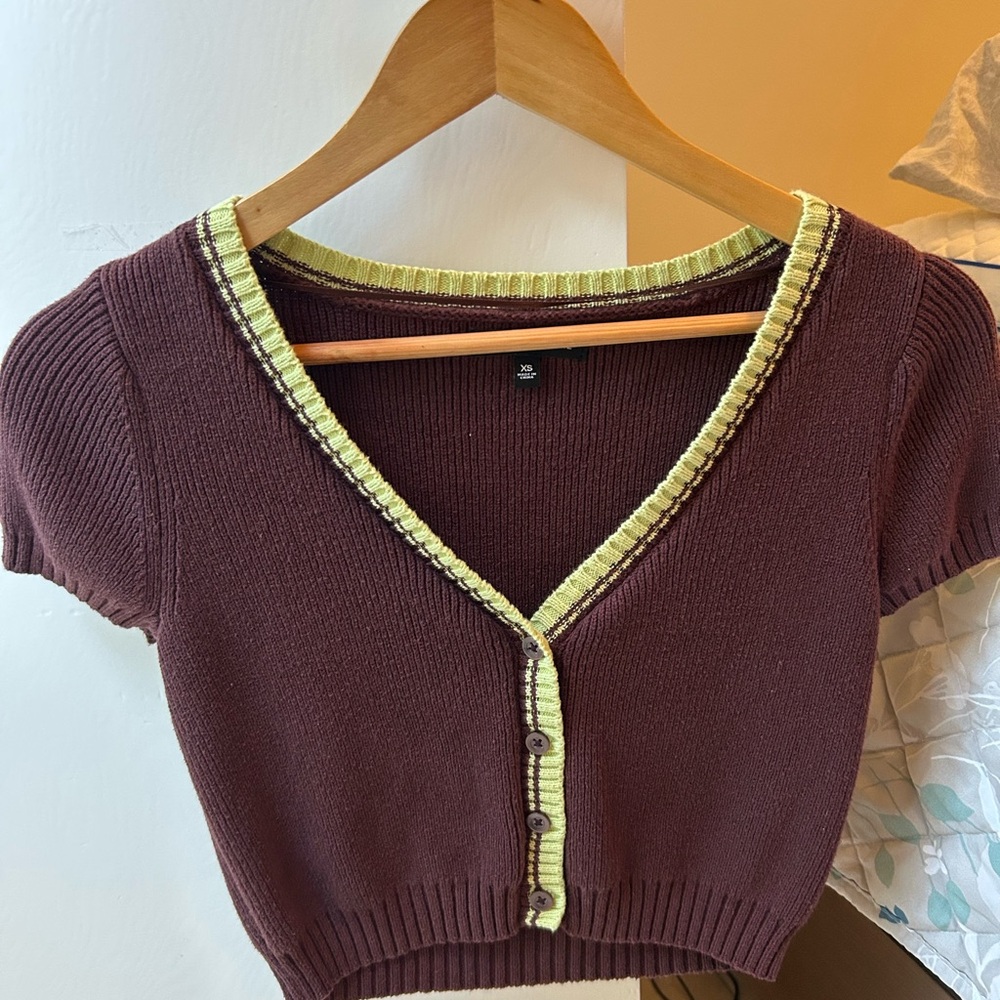 Kendall & Kylie Red and Yellow Ribbed Crop Top